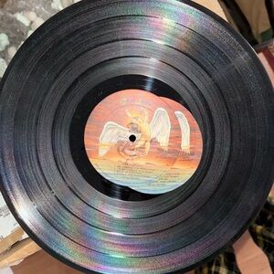 Black Vinyl Record with Colorful Label